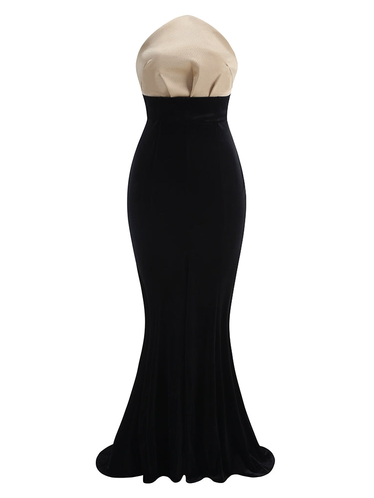 Schwarzes Maxikleid aus Samt